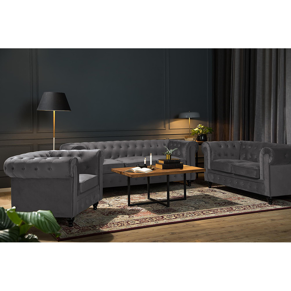 Soffgrupp Manor House Chesterfield Lyx 3-sits+2-sits+Fåtölj Sammet