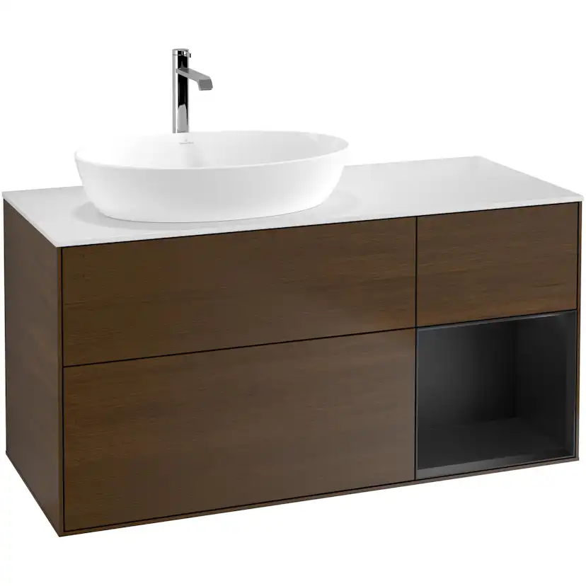 Tvättställsskåp Villeroy & Boch Finion med 3 Lådor Hylla och Bänkskiva för Ocentrerat Tvättställ från Artis & Collaro