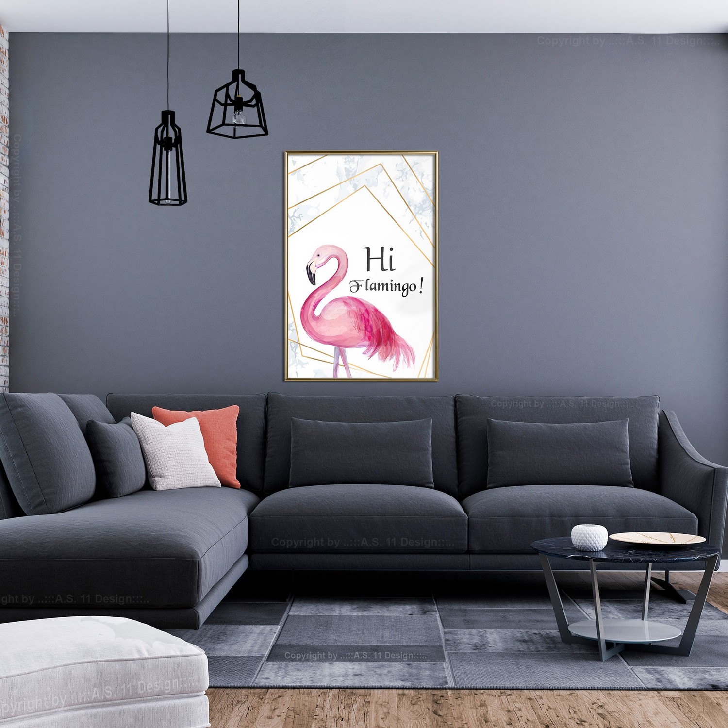 Poster Artgeist Affisch Hi Flamingo!