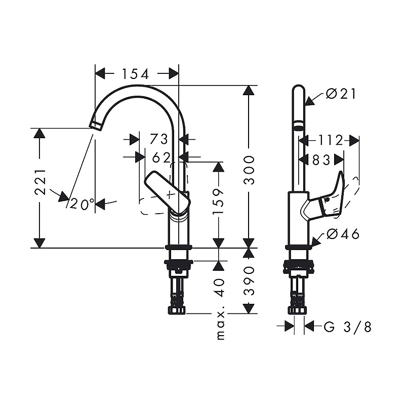 Tvättställsblandare Hansgrohe Logis 210