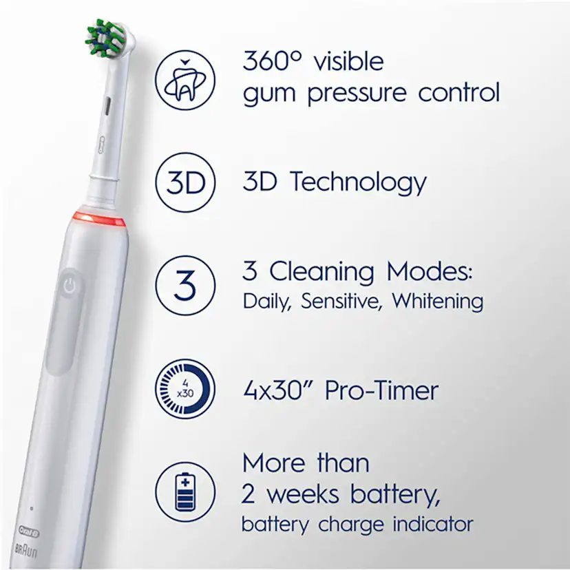 Eltandborste Pro3 3000 White Sensi Vit
