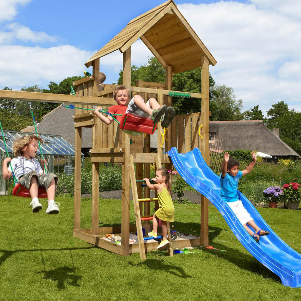 Lektorn Jungle Gym Palace inkl. Swing Modul X'tra och rutschkana