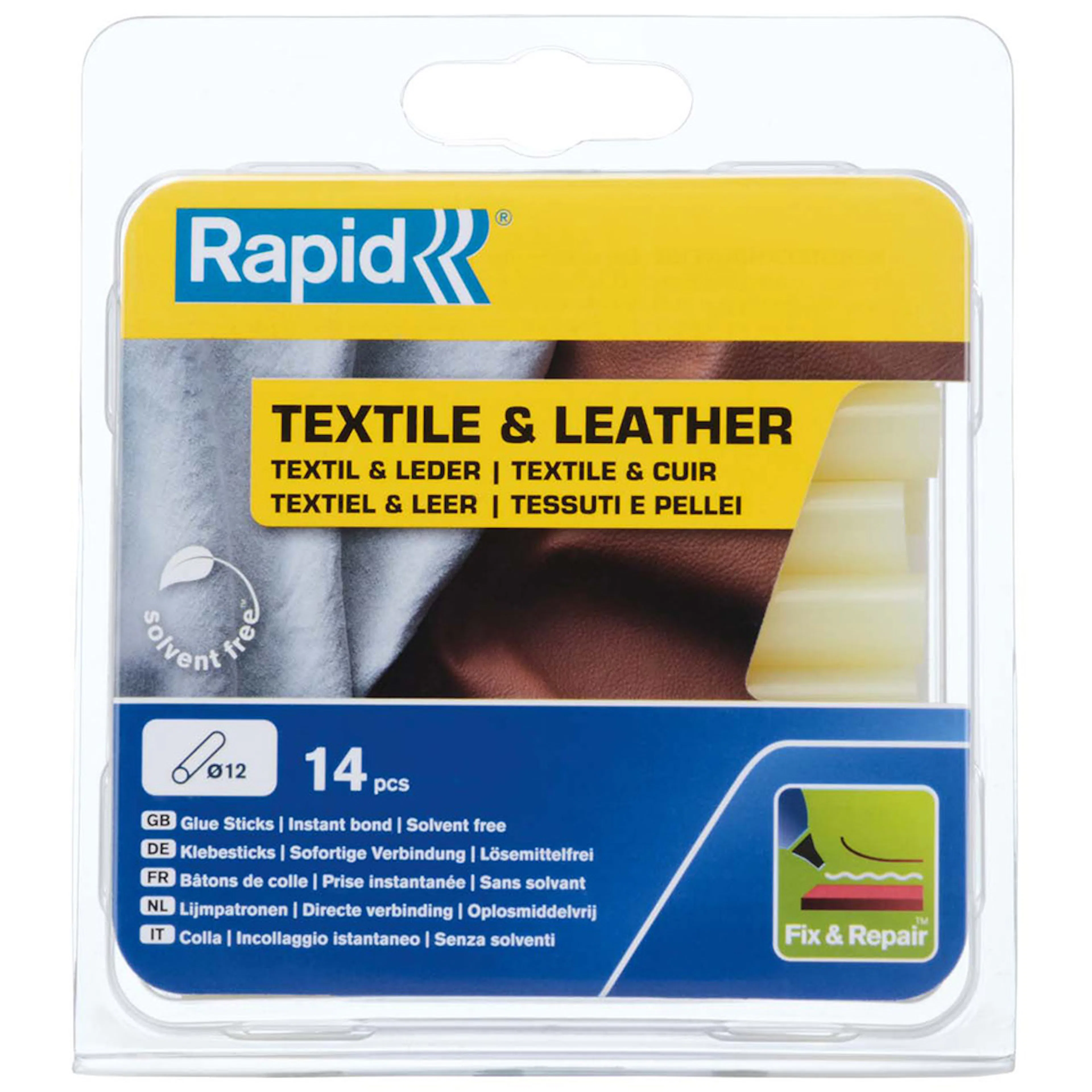 Limstavar Rapid 12 mm Textil & Läder 14 st