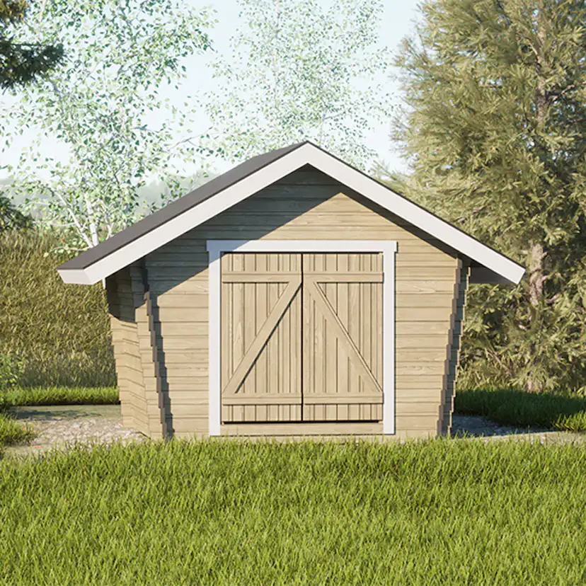 Timmerförråd LP Garden U-S (6m²) Lutande Tät Vägg