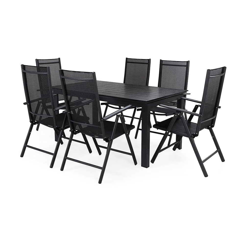 Matgrupp Comfort Garden Portland 152-210 med 6 Positionsstolar Maggie
