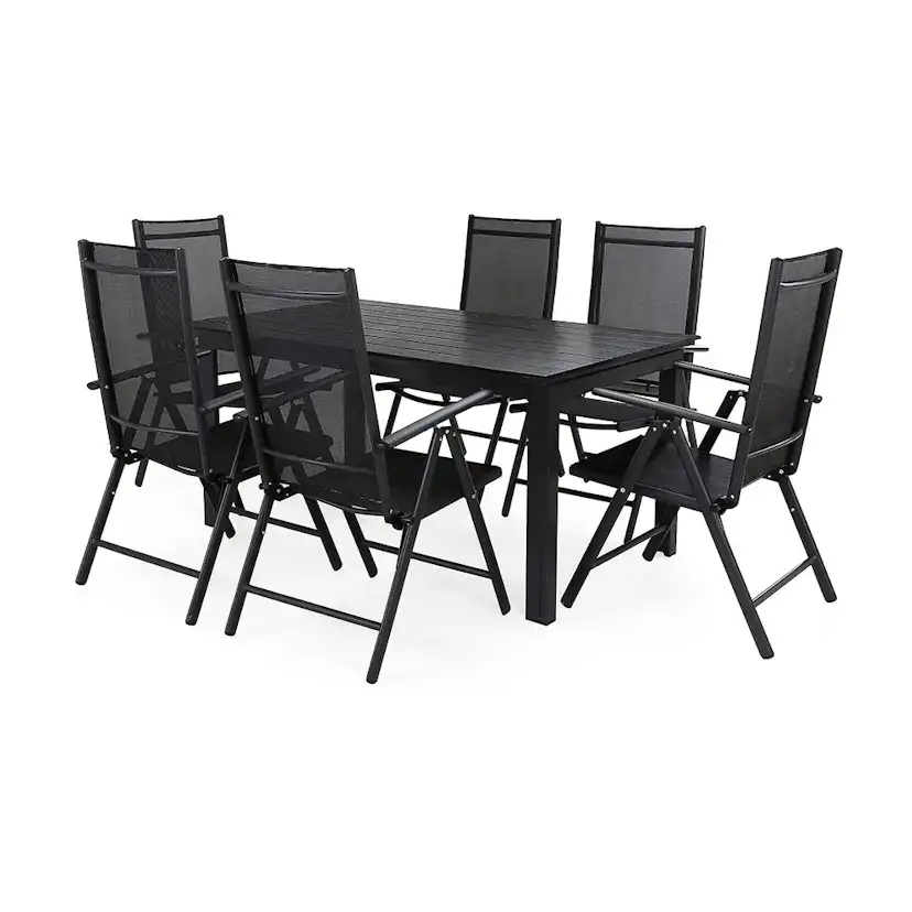 Matgrupp Comfort Garden Portland 152-210 med 6 Positionsstolar Maggie