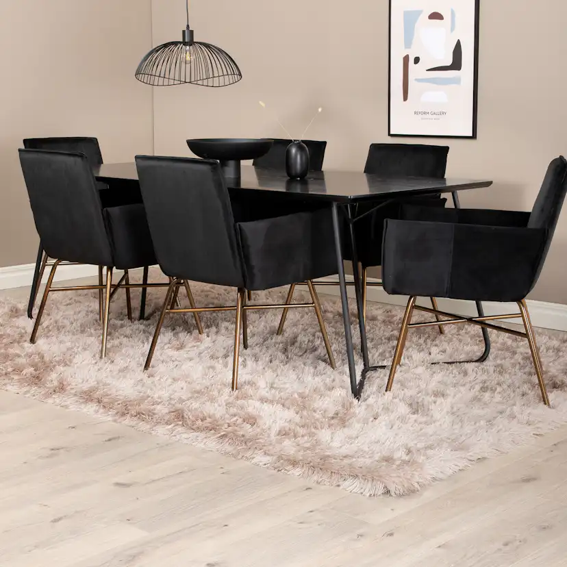 Matgrupp Venture Home Annika Svart med 6 Annika Stolar