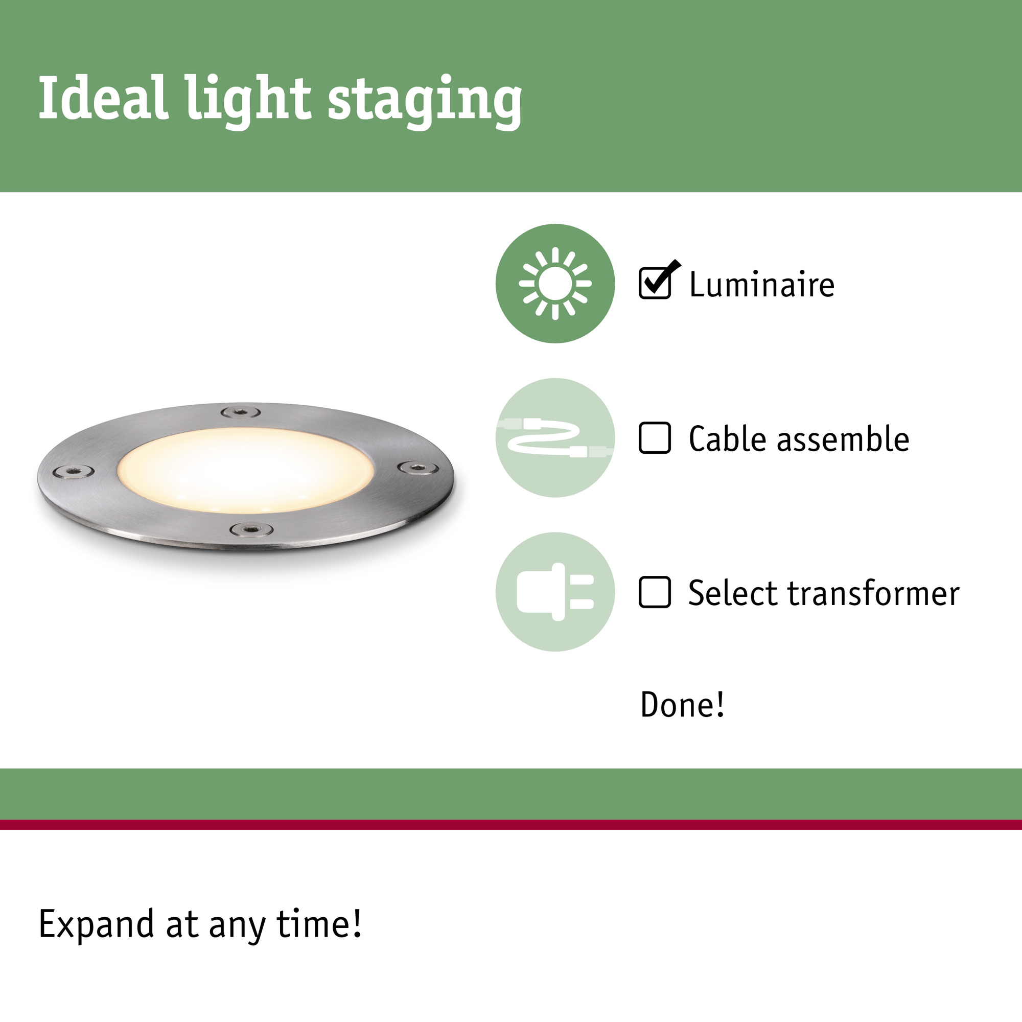 LED Infälld Markbelysning Paulmann Plug & Shine Floor Spot Rund IP67 24V