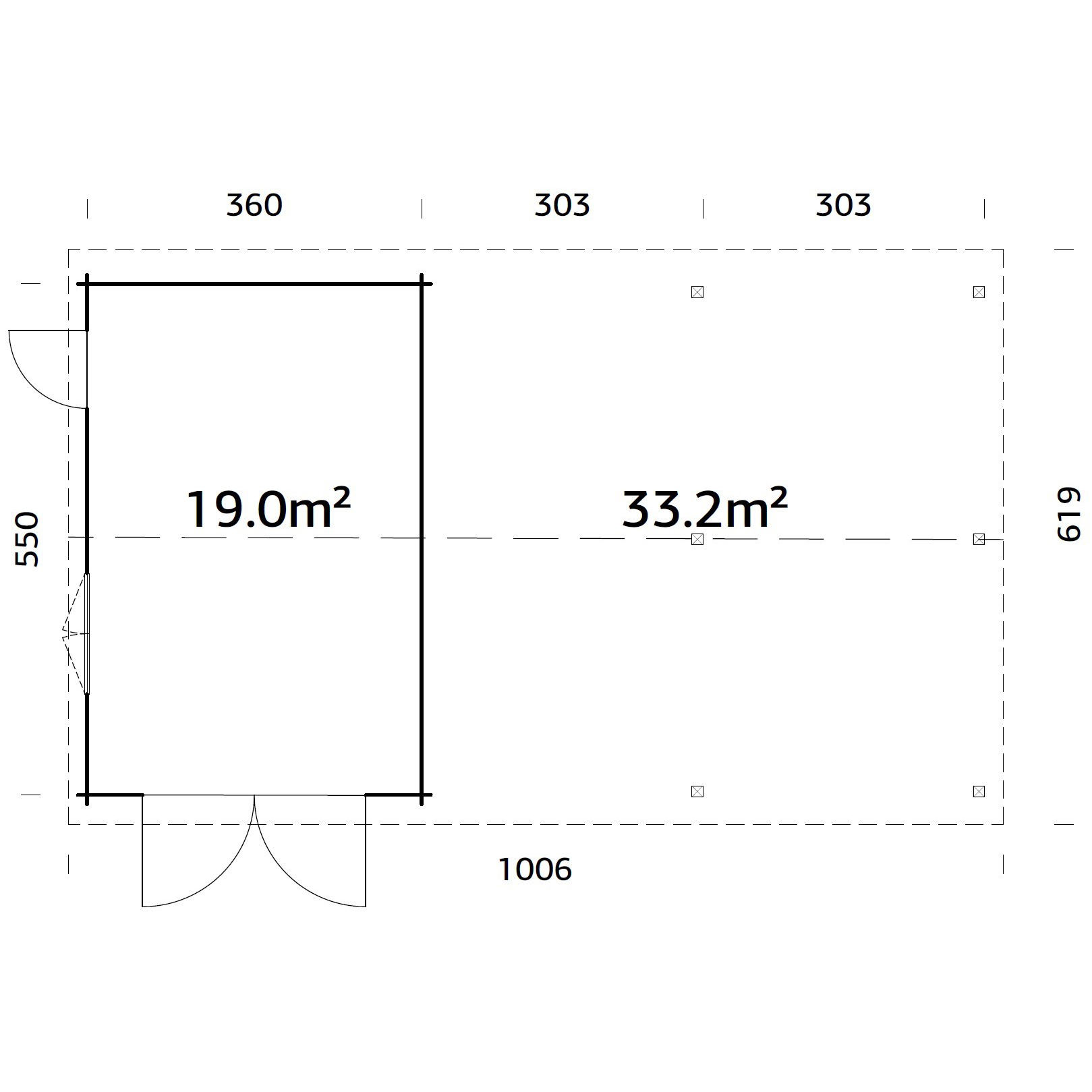 Roger 19,0+33,2 m2 with wooden gate BNDIP Impregnerad brun