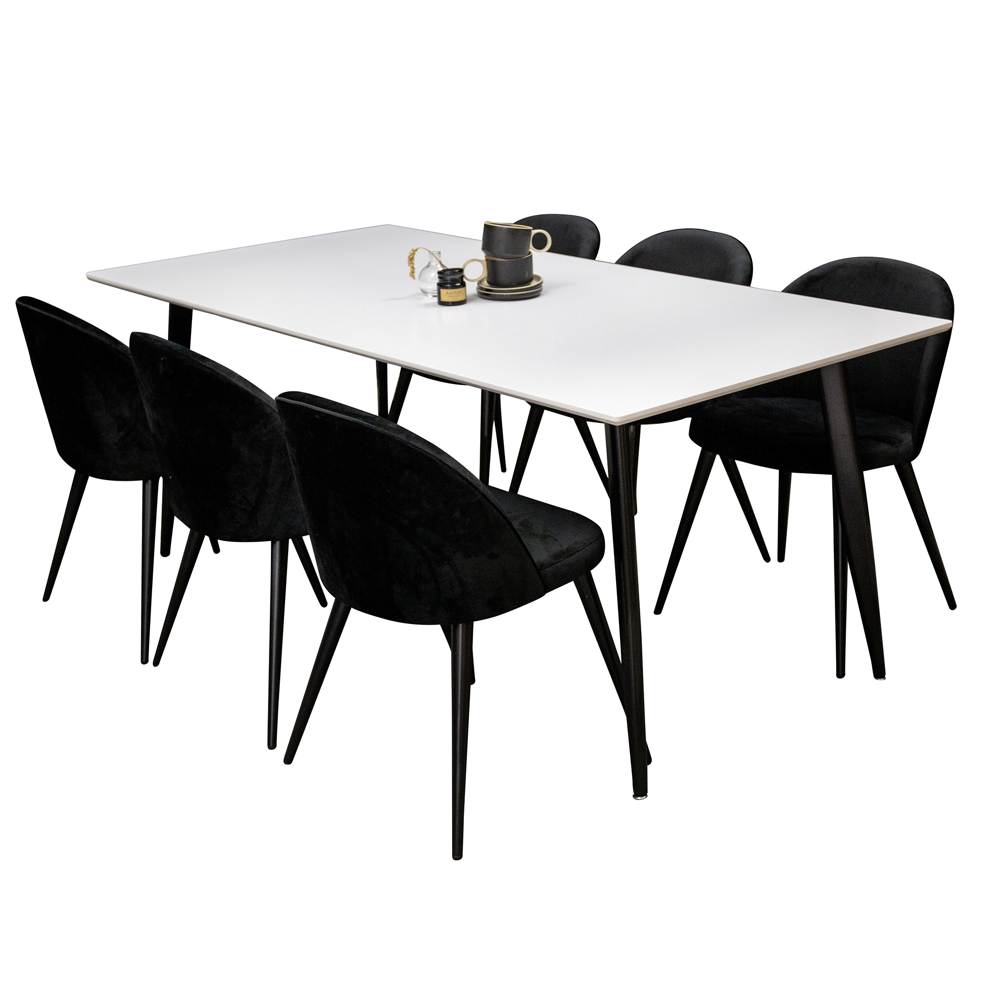 Matgrupp Venture Home Pobbie med 6 Valentina Stolar Svart