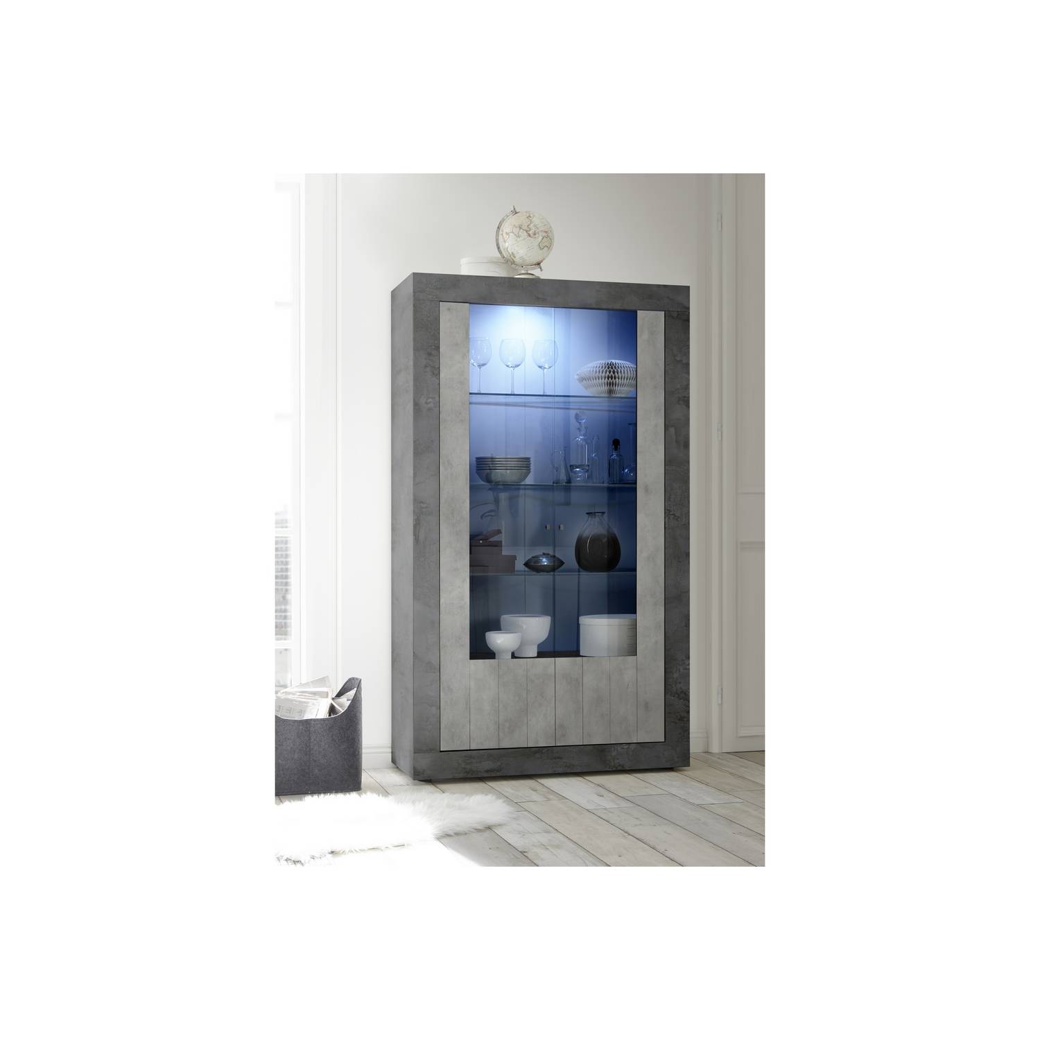 Vitrinskåp LC Spa Urbino 190 cm med 2 Dörrar Grå