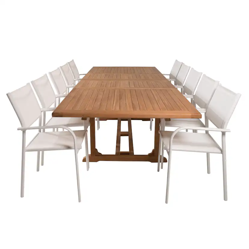 Matgrupp Venture Home Kenya 195-295x110 Teak med 10 Santorini Karmstolar