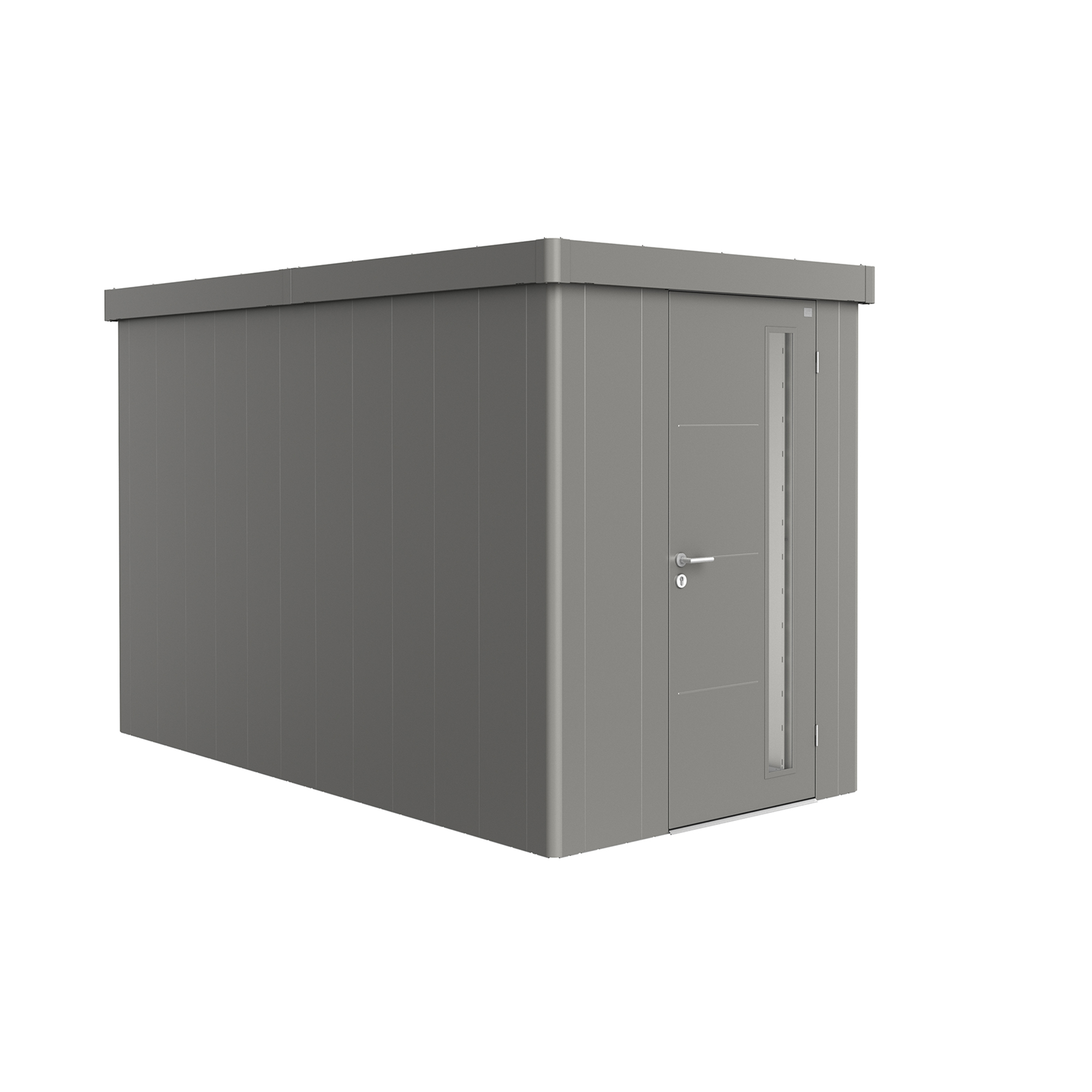 Trägård skjul Neo 4A med Standarddörr, metallic kvarts-grå Kvartsgrå