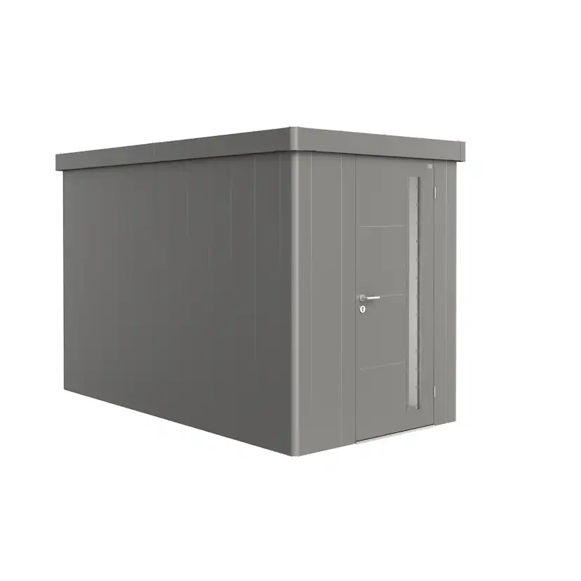 Trägård skjul Neo 4A med Standarddörr, metallic kvarts-grå Kvartsgrå