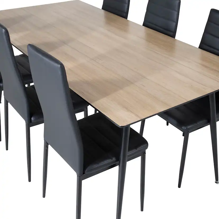 Silar Table -Melamine+Slim High Back Chair - - Black PU_6 Natur/Svart