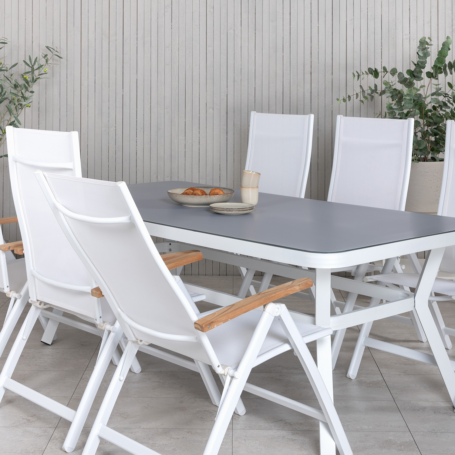 Matgrupp Venture Home Virya 160x90 cm med 6 Panama Positionsfåtöljer