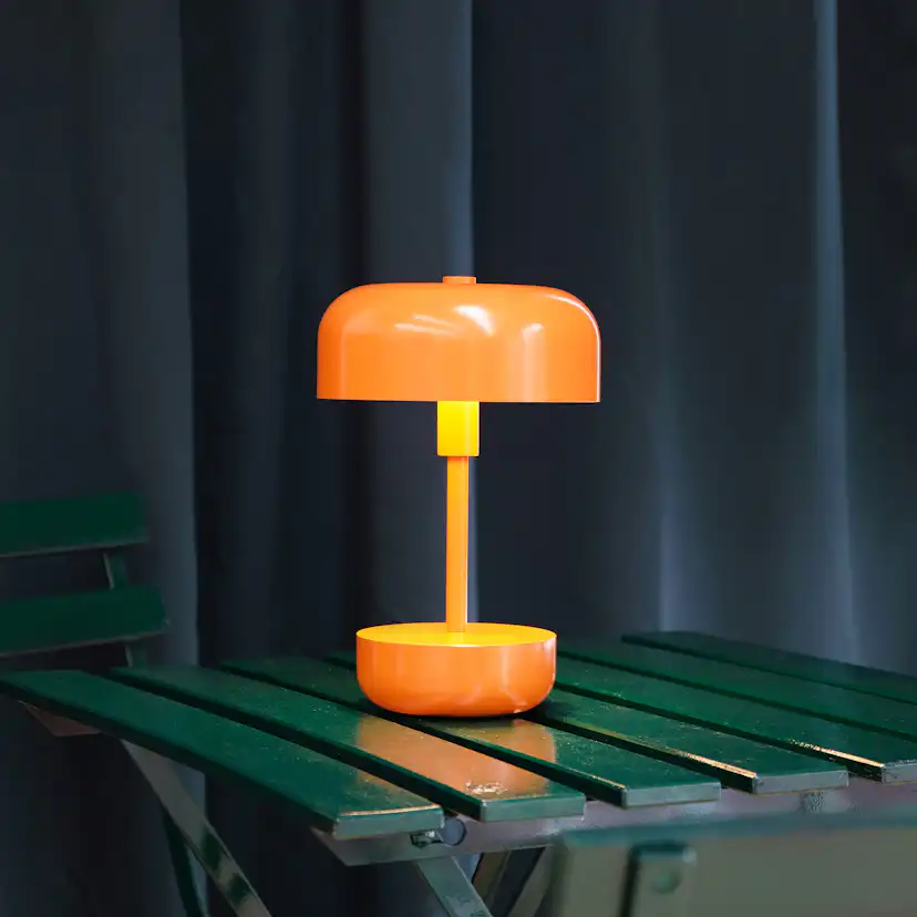 Portabel Bordslampa Dyberg Larsen Haipot LED Uppladdningsbar Orange