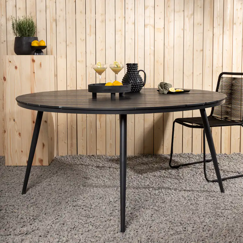Break - Dining Table Round- Black / Black - Alu / Aintwood - Svart