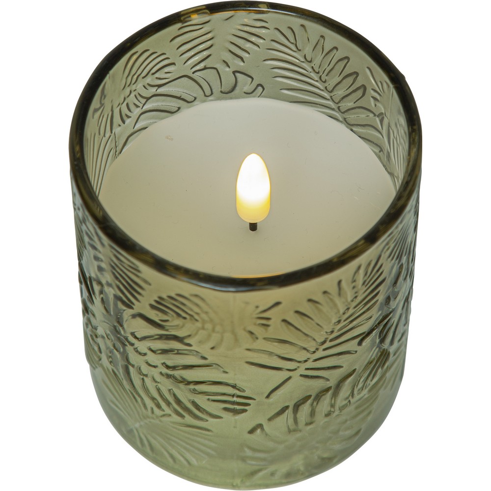 LEDBlockljus Flamme Leaf Grön, D: 85 mm