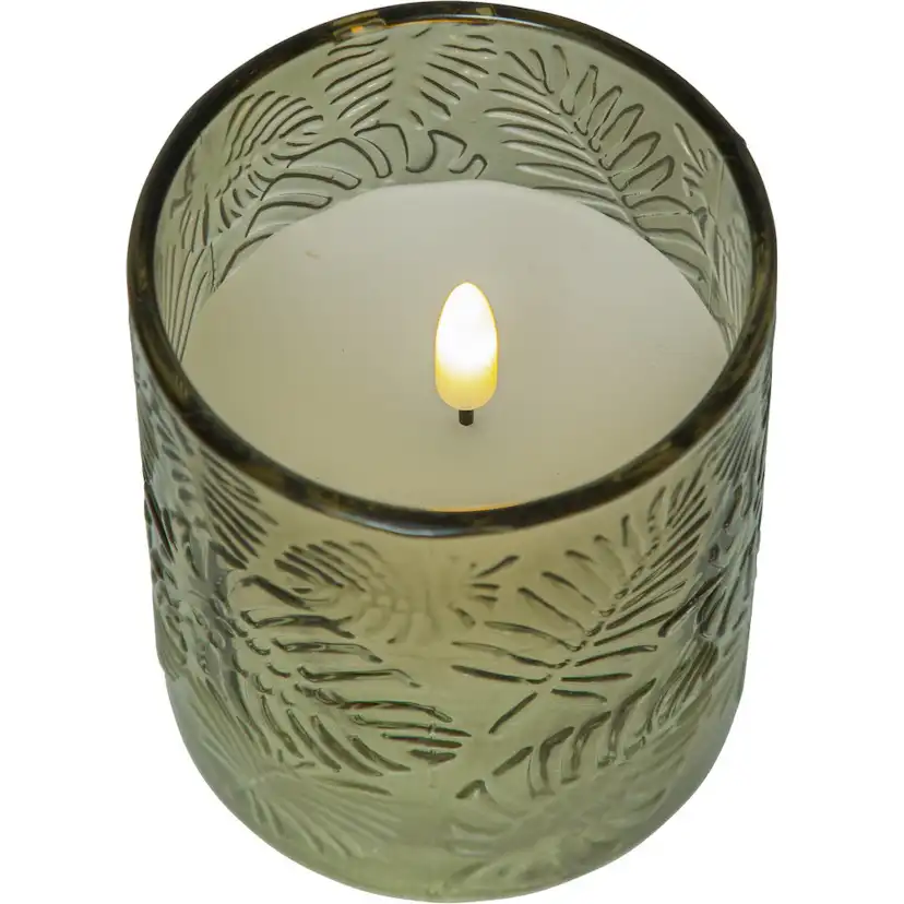 LEDBlockljus Flamme Leaf Grön, D: 85 mm