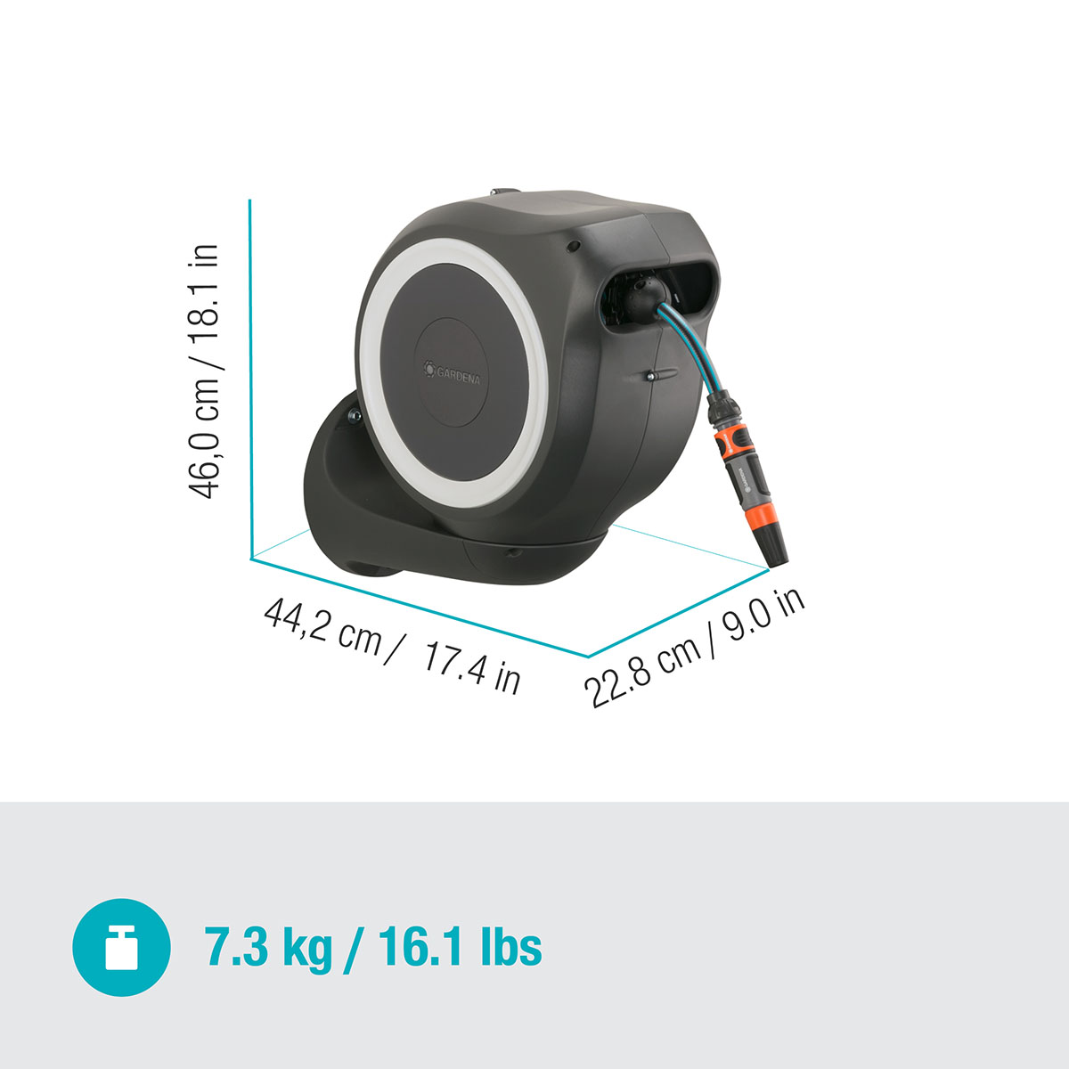 Slangbox Gardena RollUp S 15 m Vit