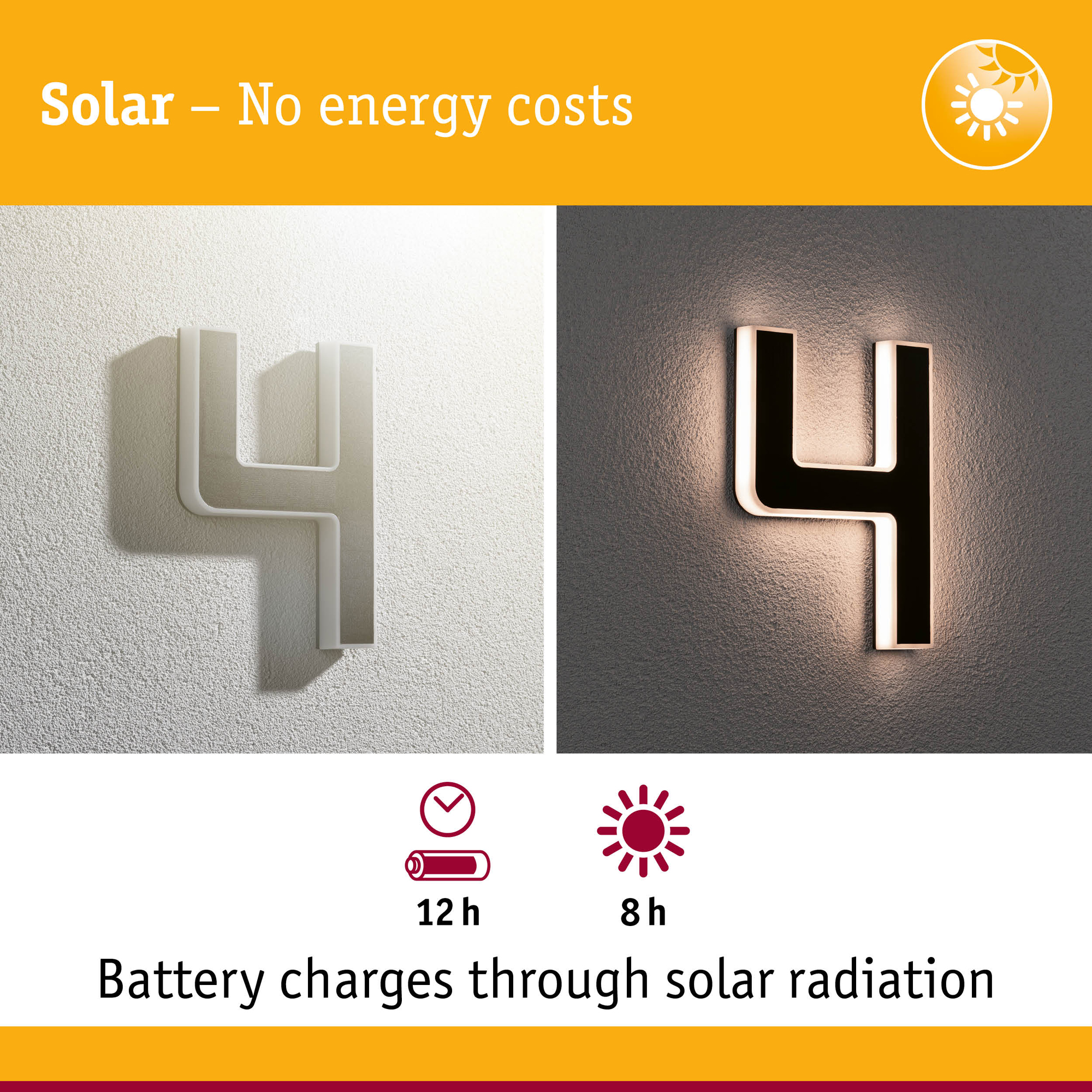 Fasadbelysning Solcell LED Paulmann Husnummer 0-9 med belysning inkl. utbytbart batteri IP44