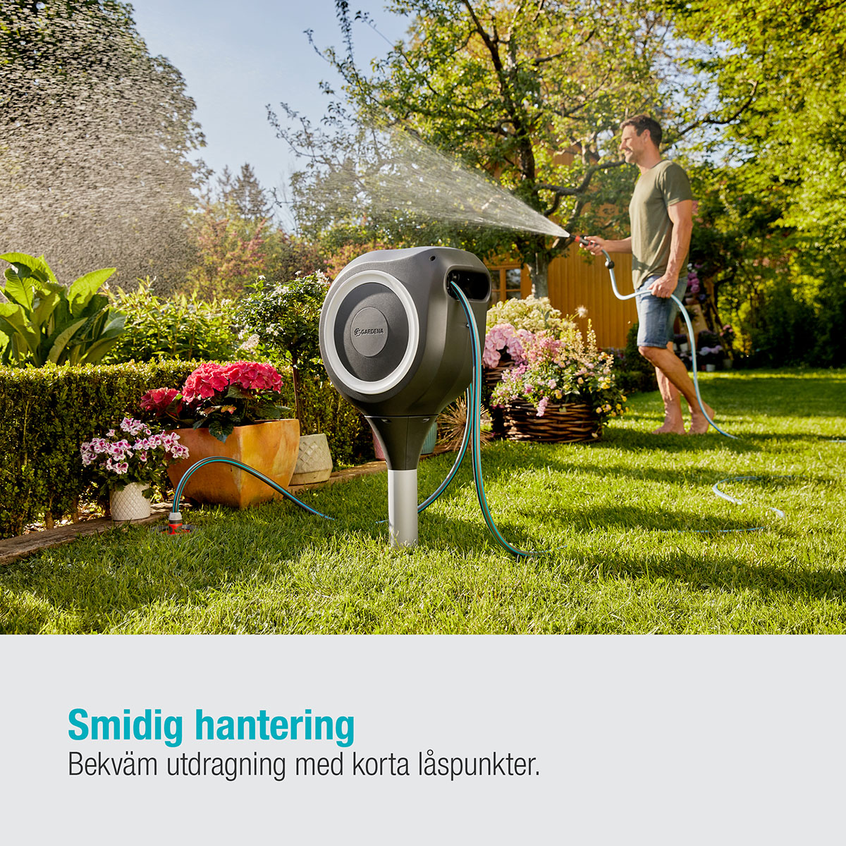 Slangbox Gardena Altan RollUp M 20m Vit