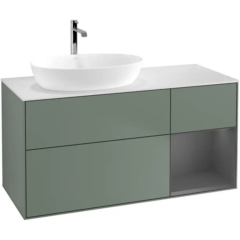 Tvättställsskåp Villeroy & Boch Finion med 3 Lådor Hylla och Bänkskiva för Ocentrerat Tvättställ från Artis & Collaro