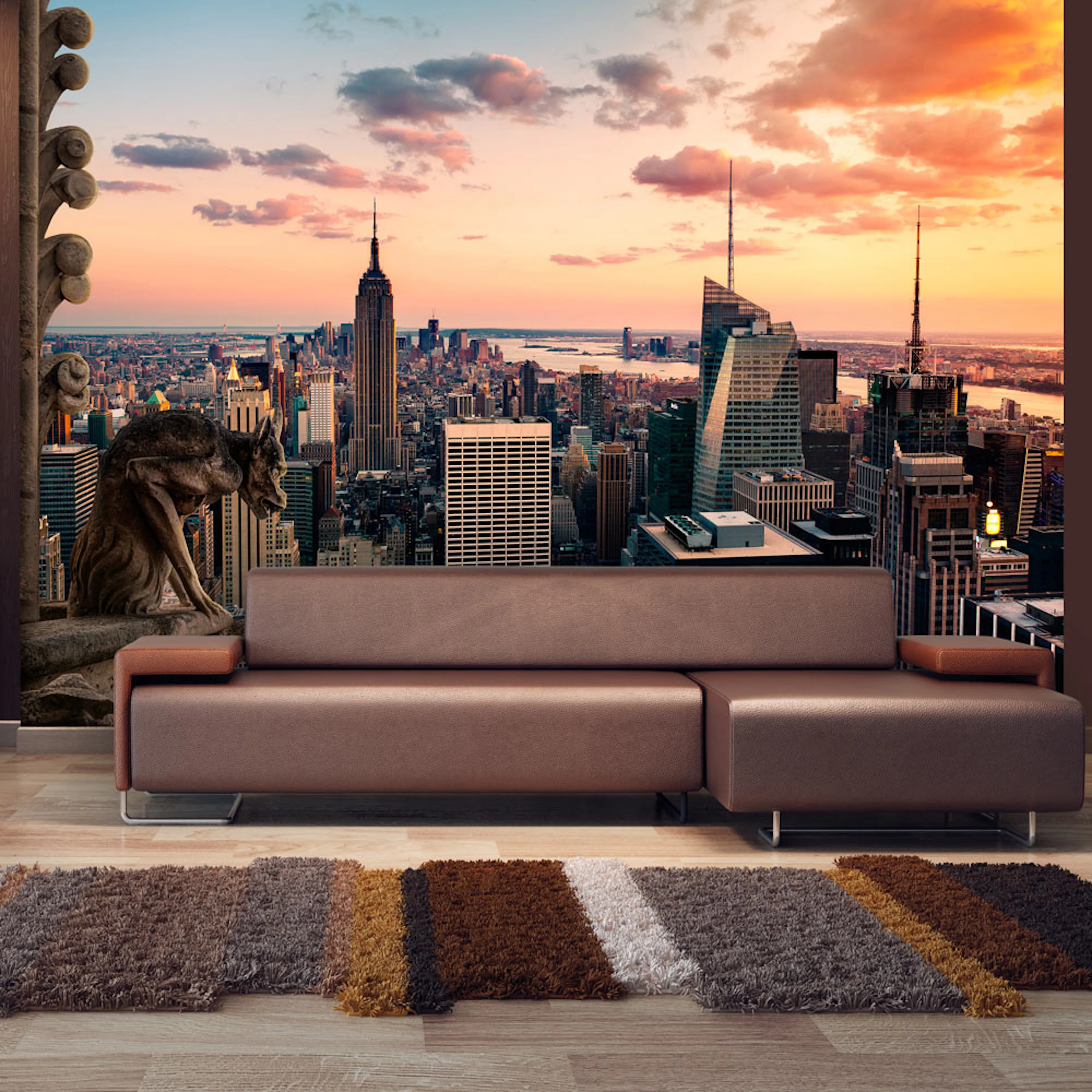 Fototapet Arkiio New York: The Skyscrapers And Sunset