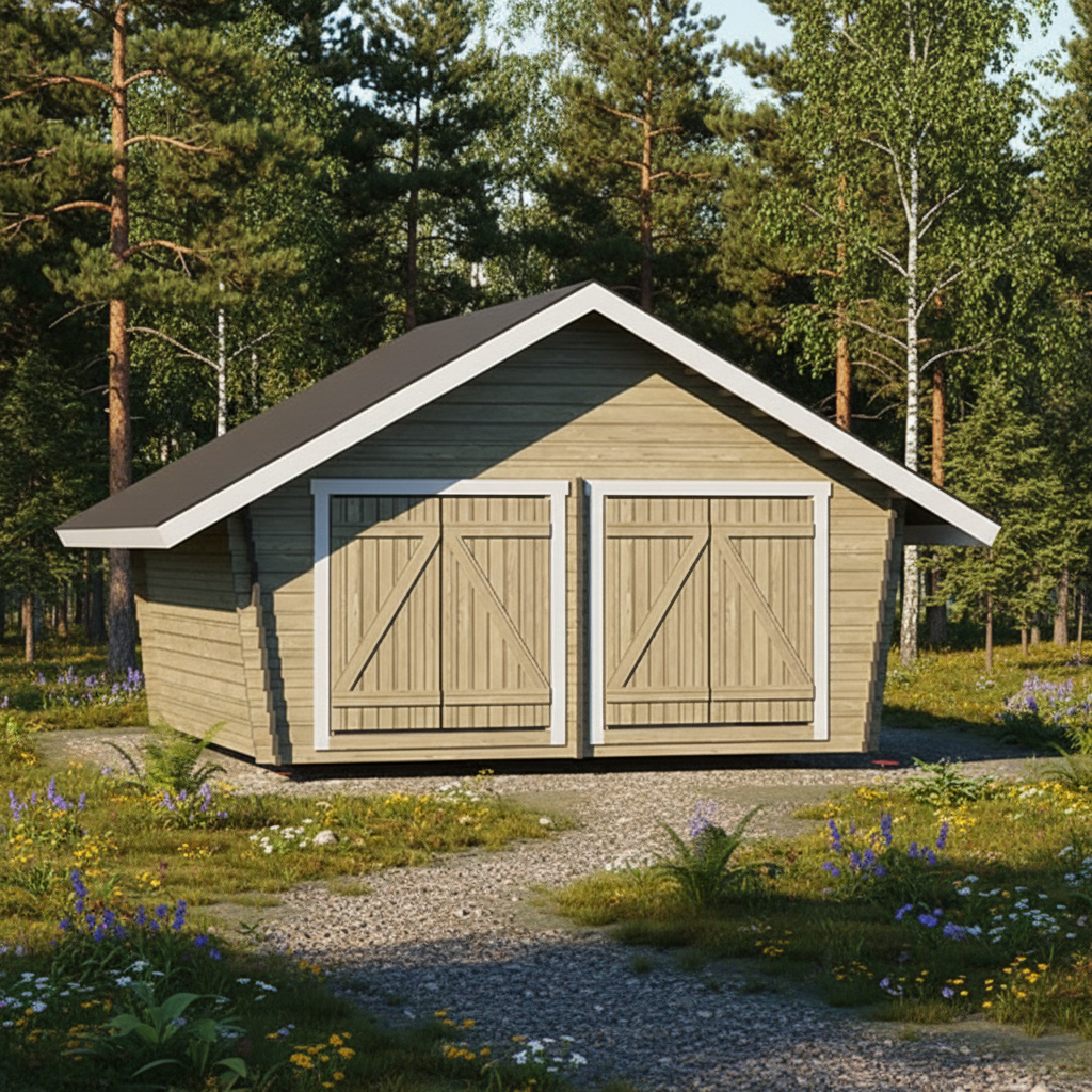 Timmerförråd LP Garden U-XL (20m²) Lutande Tät Vägg