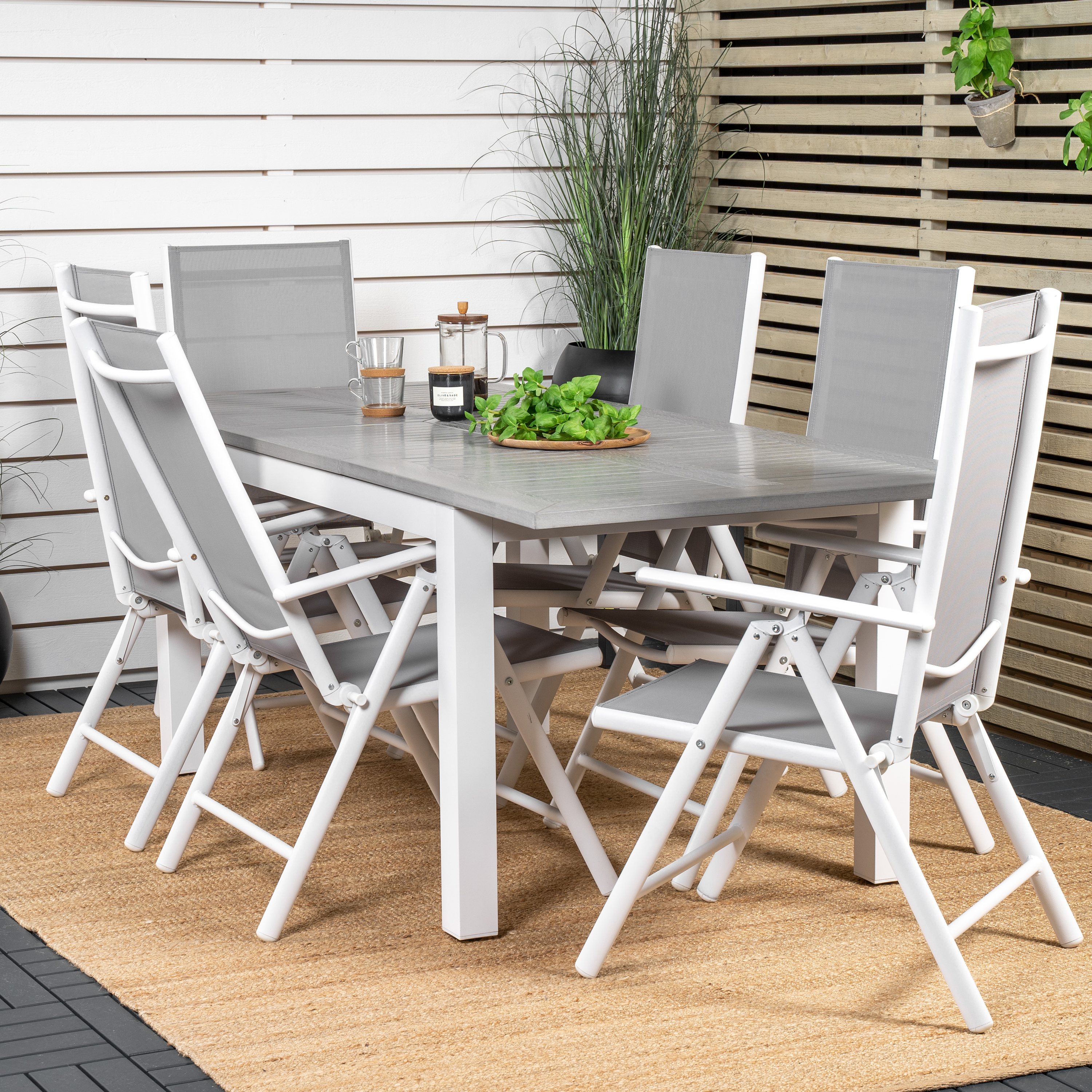 Matgrupp Venture Home Aleyna 160/240 med 6 Bront Matstolar