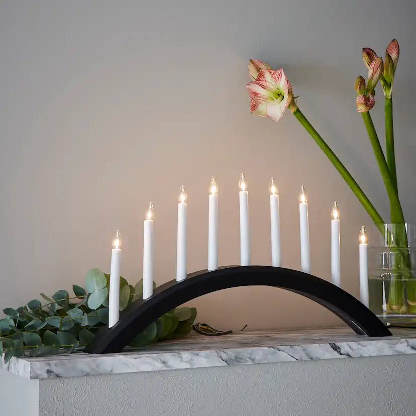 AVENTO Ljusstake 9L Svart Svart