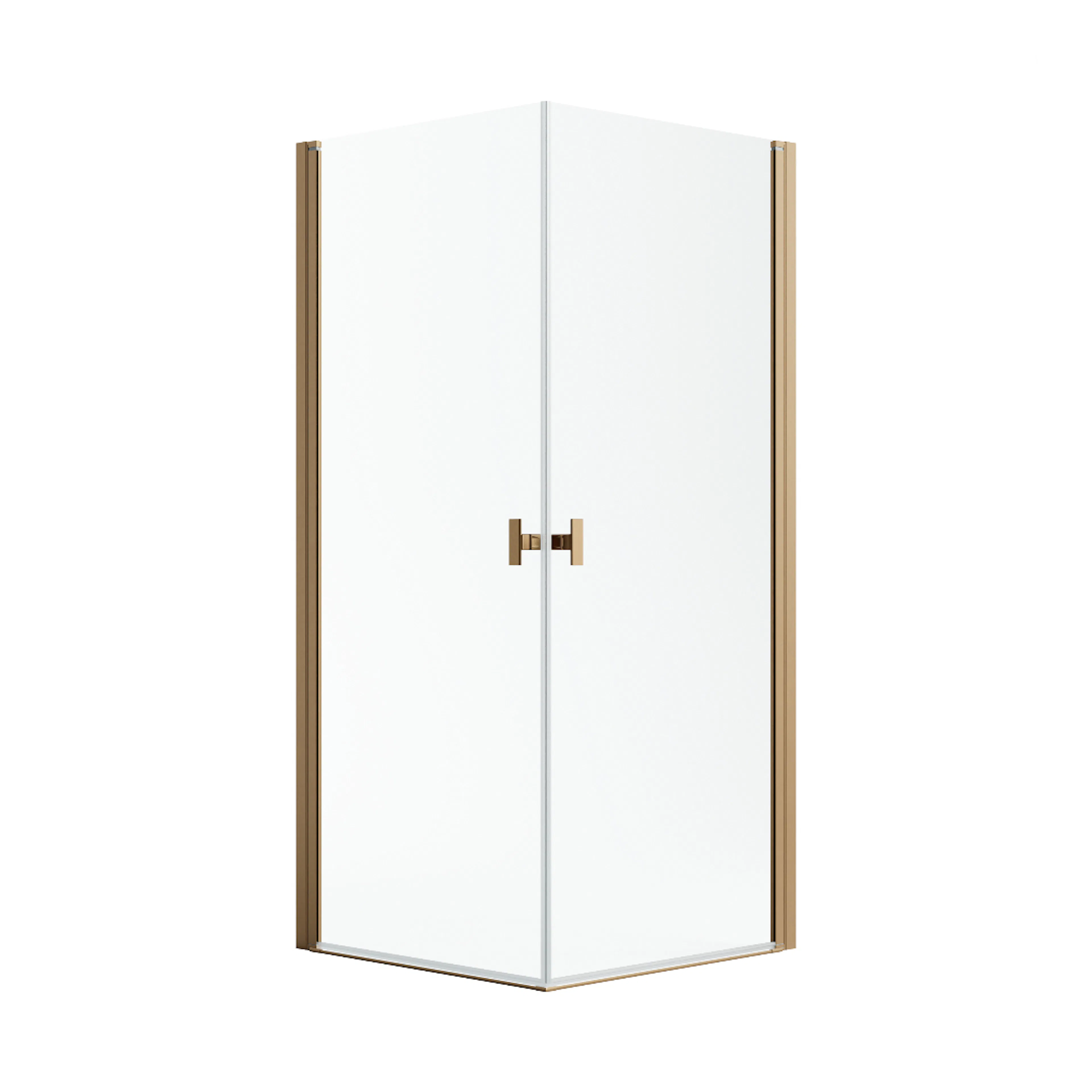 Noma 120 fyrkantigt hörn, STD 900 mm, 2 raka dörrar, 6 mm kl 880x880 mm, Borstad Koppar