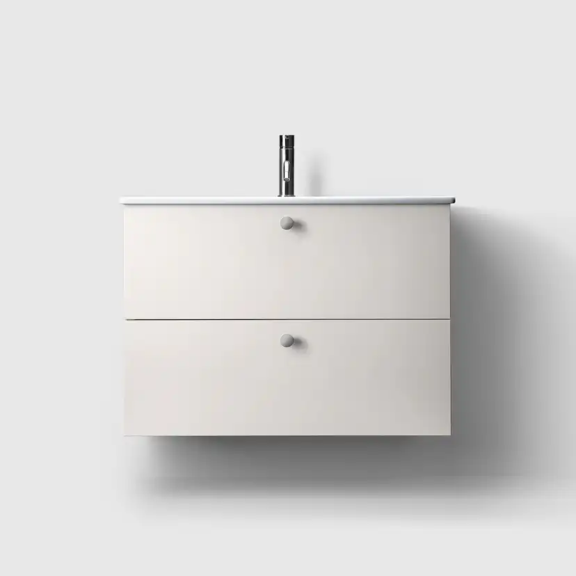 Haven Kommod H3/80S-White-Porcelain Slim Knopp A2 01 Krom Vitlackerad, Tvättställ Slim i Porslin med Knopp A2.01 i Krom