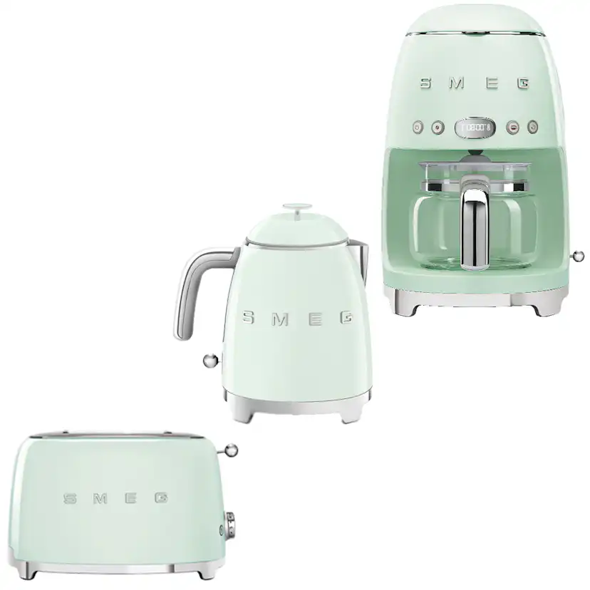 Frukostpaket Smeg Lilla Brödrost, Vattenkokare & Kaffebryggare