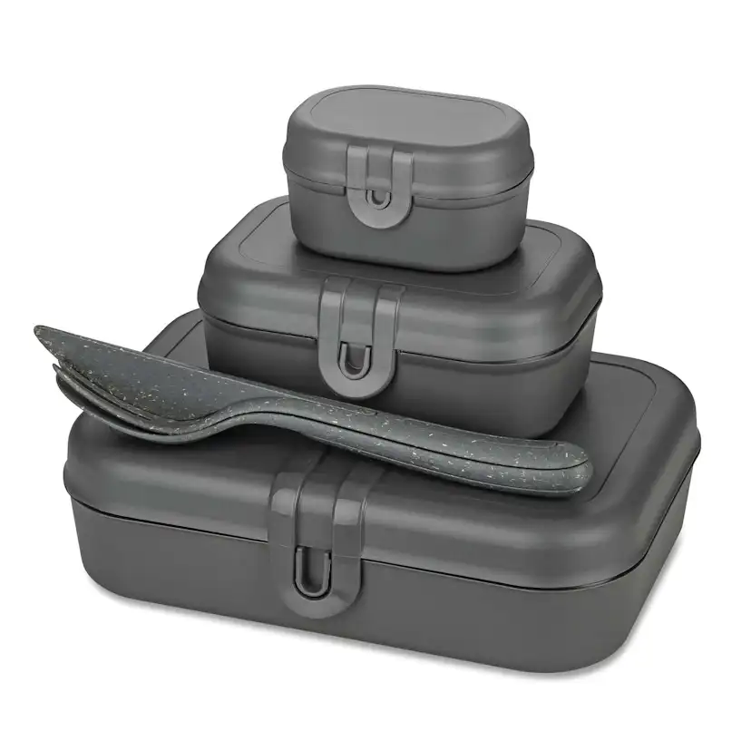Lunchbox Koziol Pascal Ready Set med 3x och Bestick