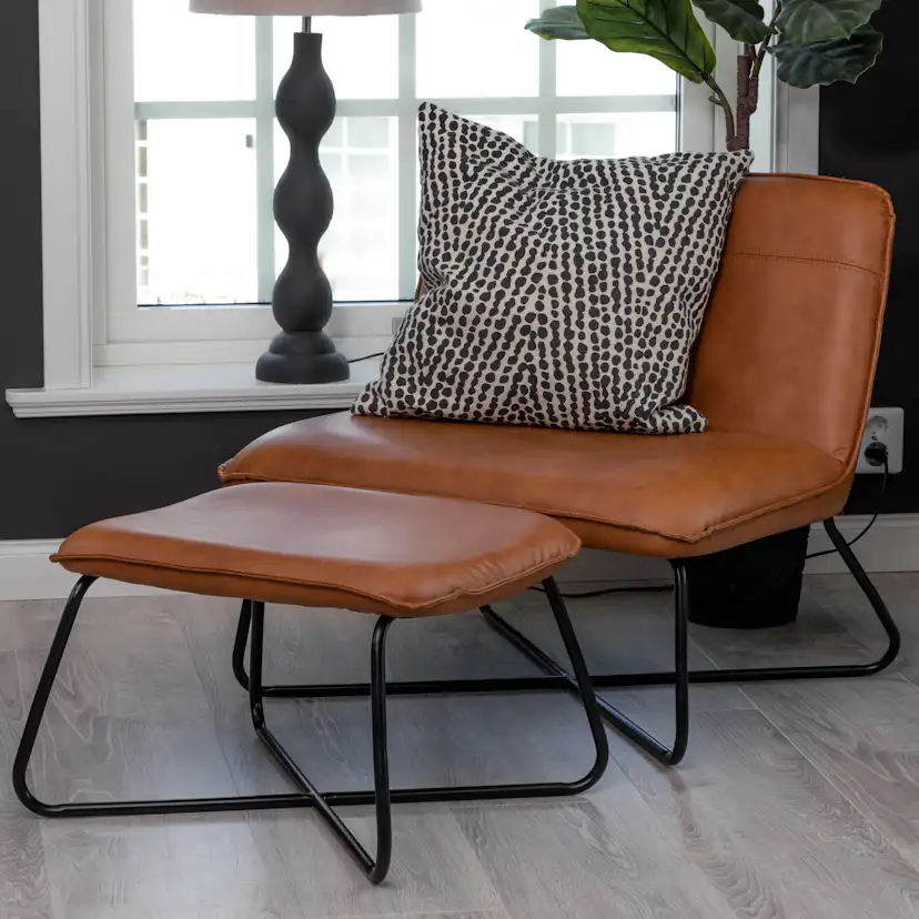 Fåtölj Venture Home X Lounge Brunt Konstläder med Fotpall