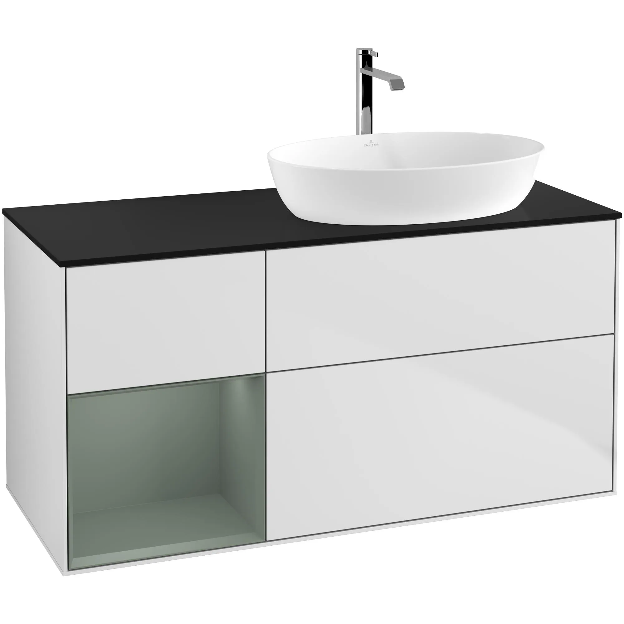 Tvättställsskåp Villeroy & Boch Finion med 3 Lådor Hylla och Bänkskiva för Ocentrerat Tvättställ från Artis & Collaro