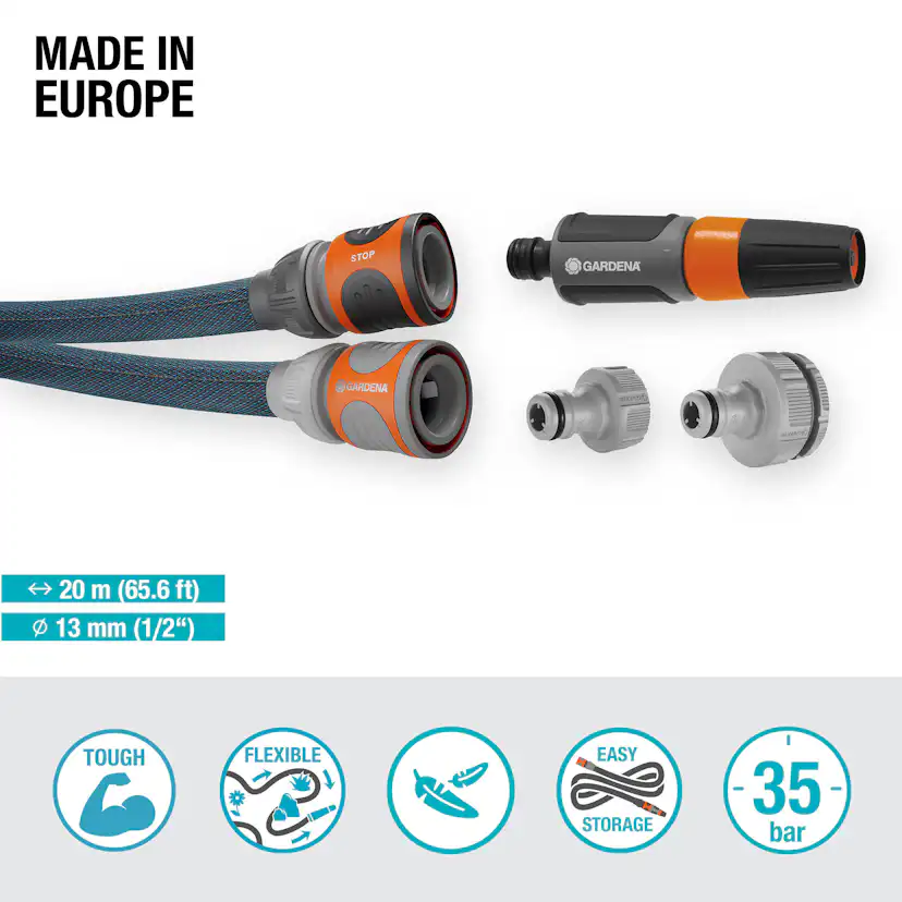 Textilslang Liano™ Xtreme 20 m Set med strålmunstycke