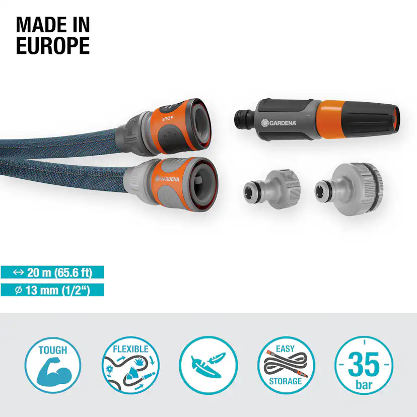 Textilslang Liano™ Xtreme 20 m Set med strålmunstycke