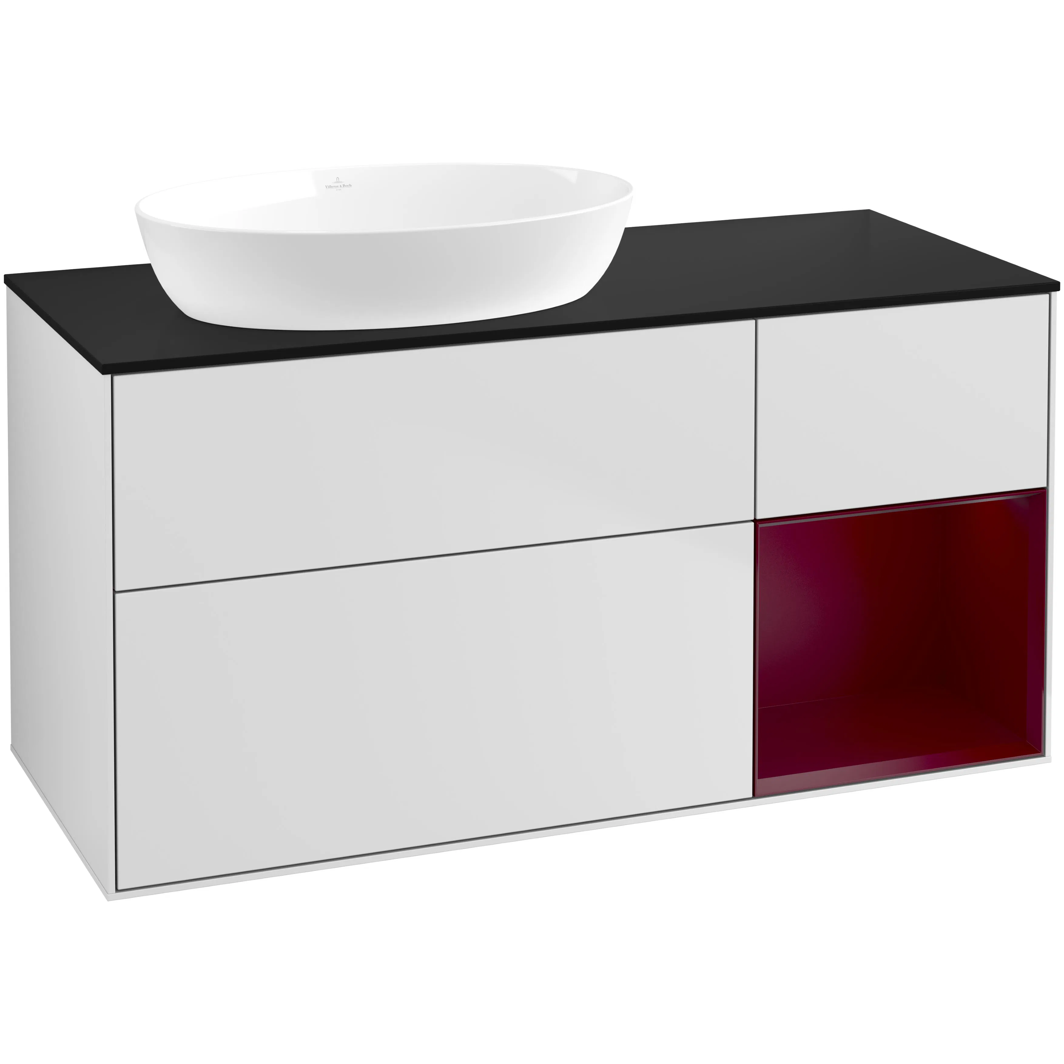Tvättställsskåp Villeroy & Boch Finion med 3 Lådor Hylla och Bänkskiva för Ocentrerat Tvättställ från Artis & Collaro