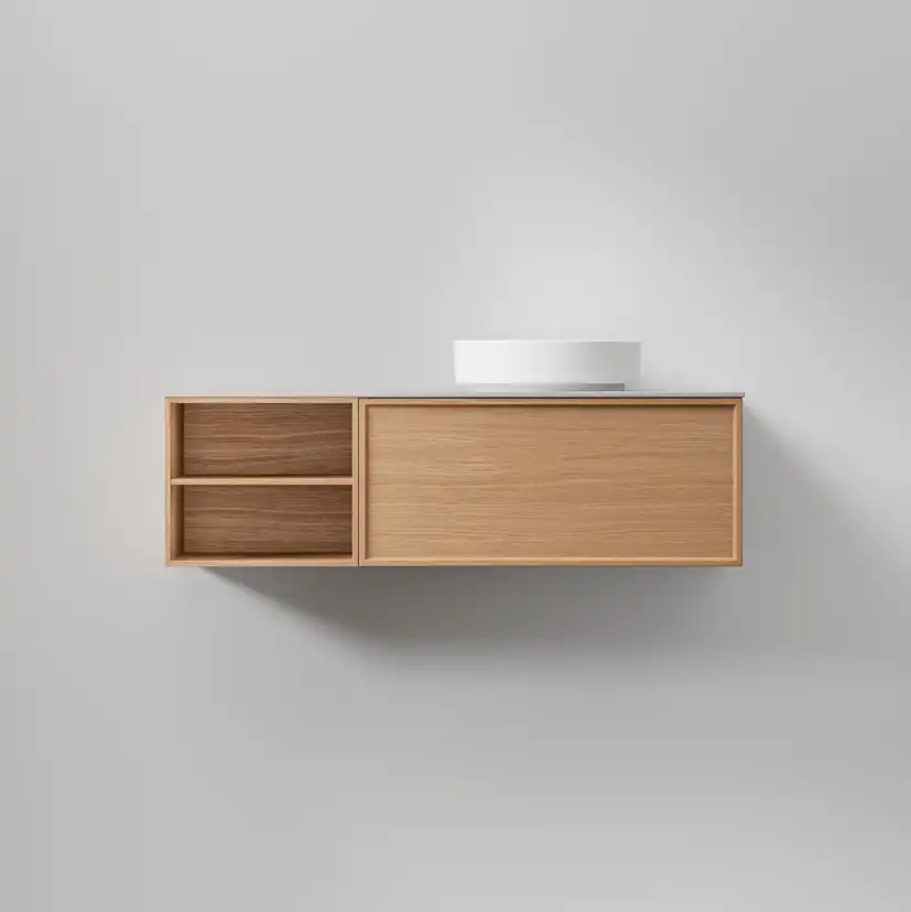 AIR Wood 120 C,Natural Oak,Helfront 2 lådor(H)Öppen (V),1196 Natural Oak, Helfront med 2 lådor (H), Öppen förvaring (V)