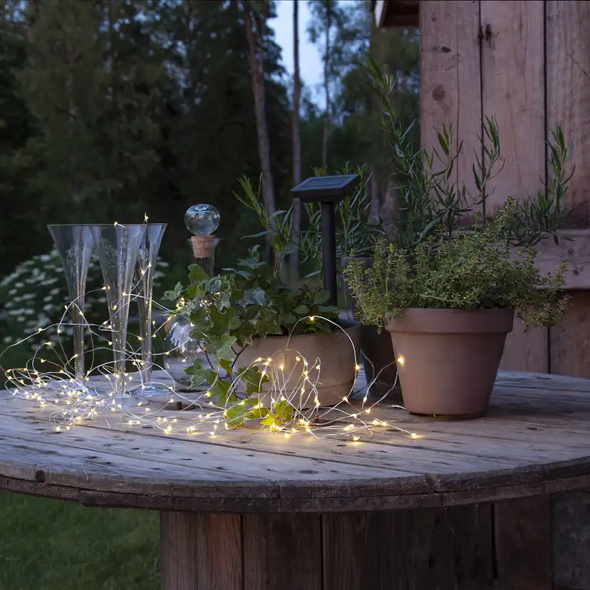 Solcells-ljusslinga Star Trading Dew Drop 200L