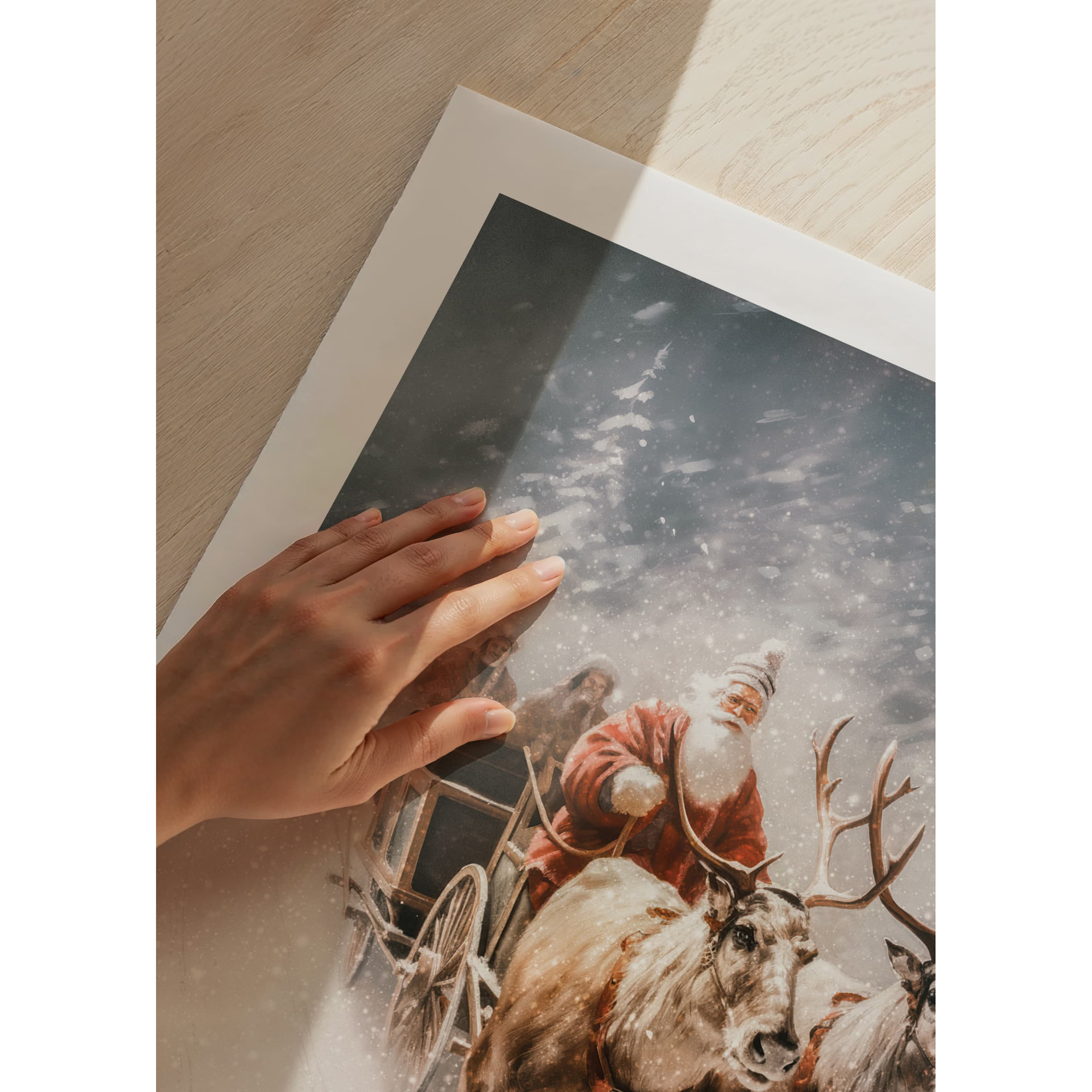 Poster Gallerix Santa Claus Reindeer and Sleigh