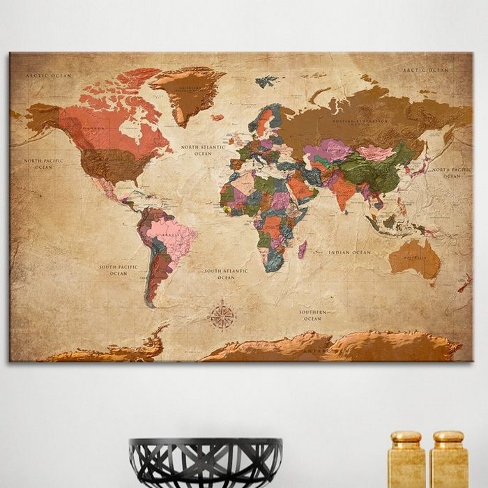 Tavla Arkiio World Map Brown Elegance
