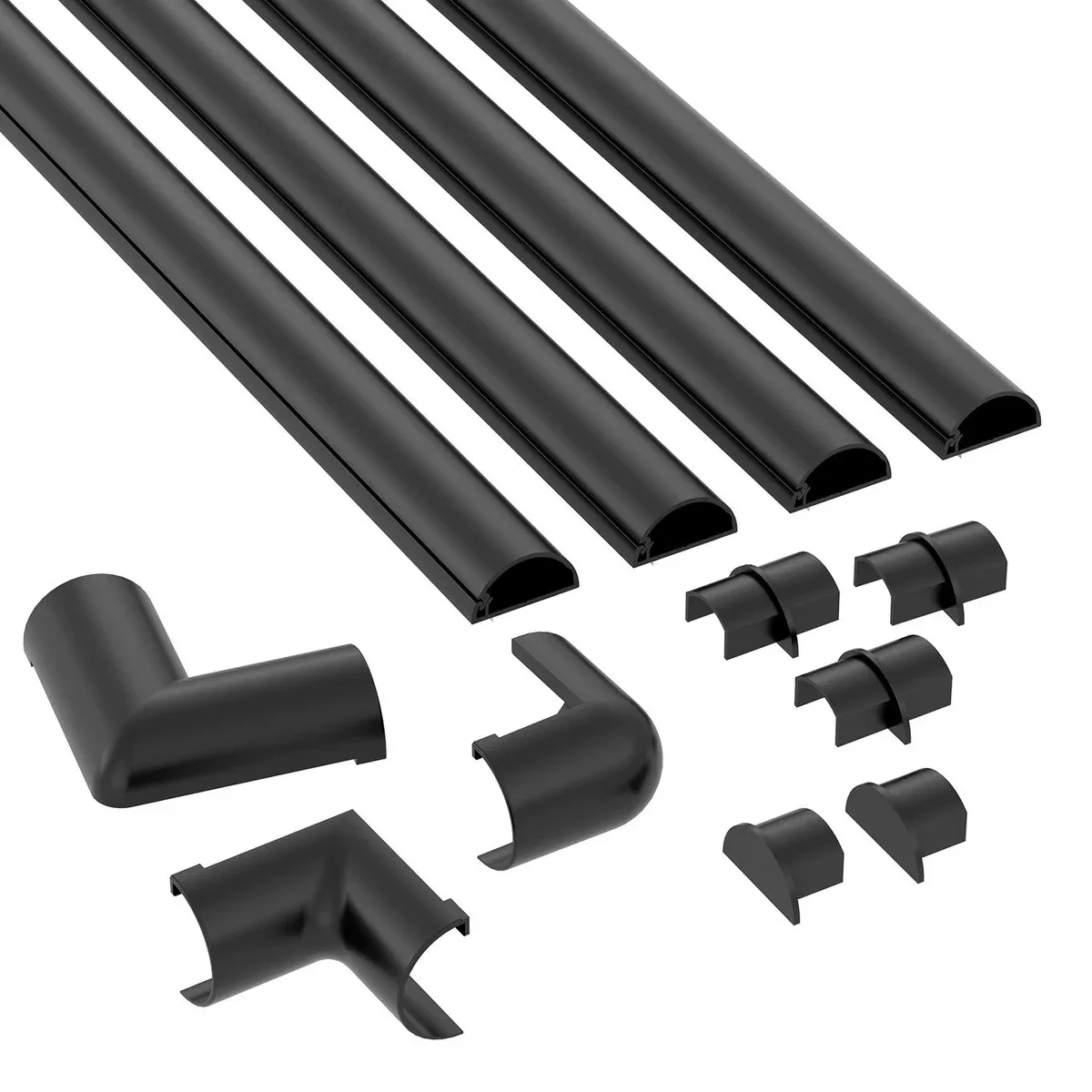 Kabelkanalsats D-LINE 20x10mm Självhäftande Svart för Kabelordning