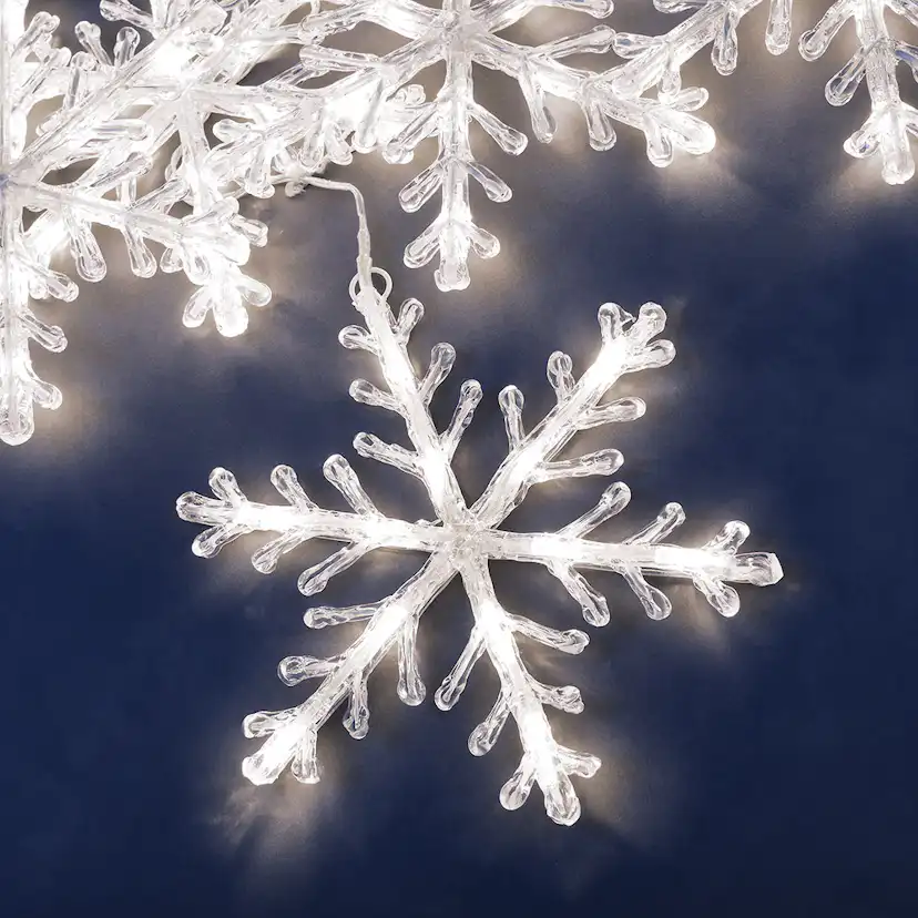 Ljusslinga 5 snöflingor 60 varmvita LED 24V/IP44 Varmvit/Transparent