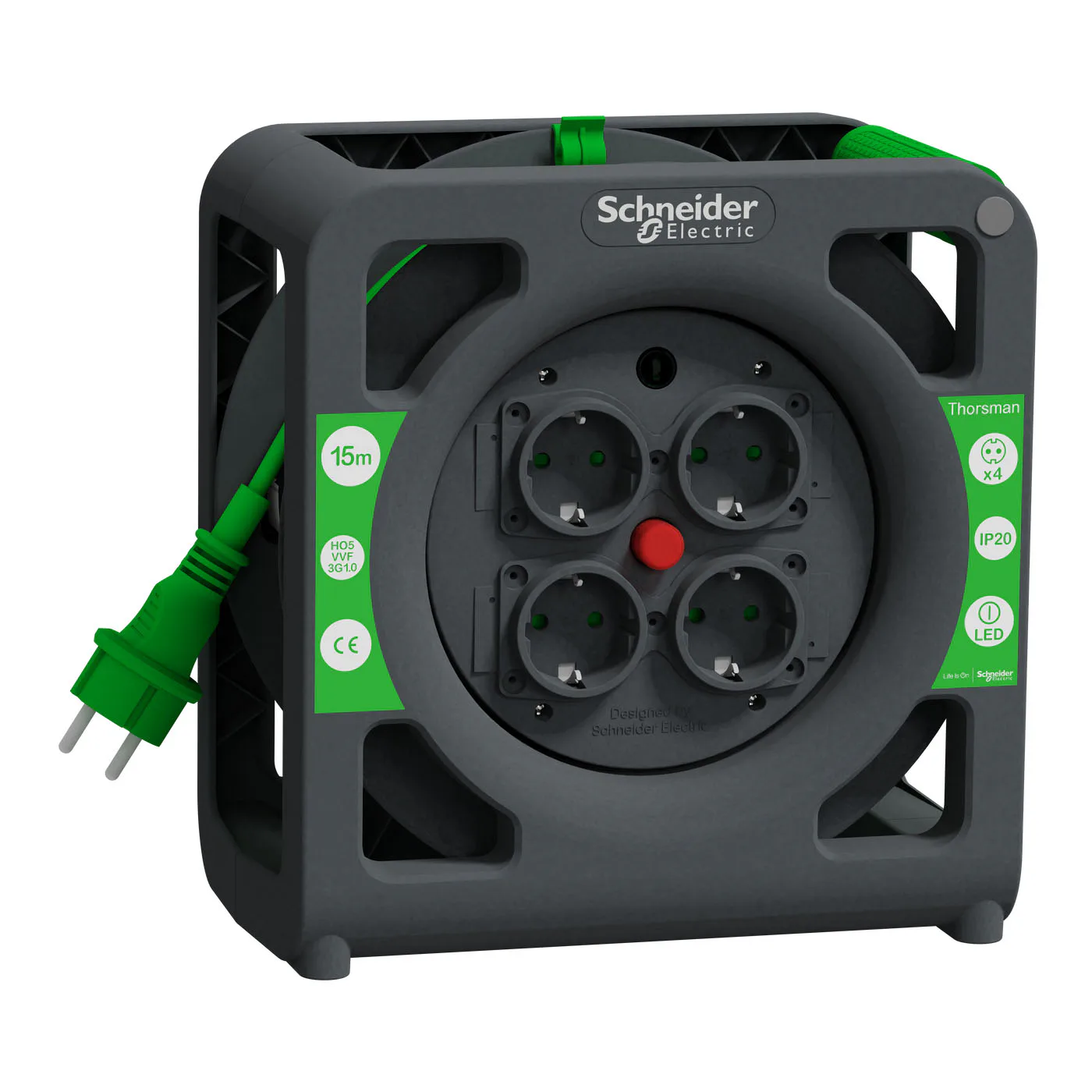 Kabelvinda Schneider Electric Thorsman HO5VVF 3G1.0 IP20 Schuko
