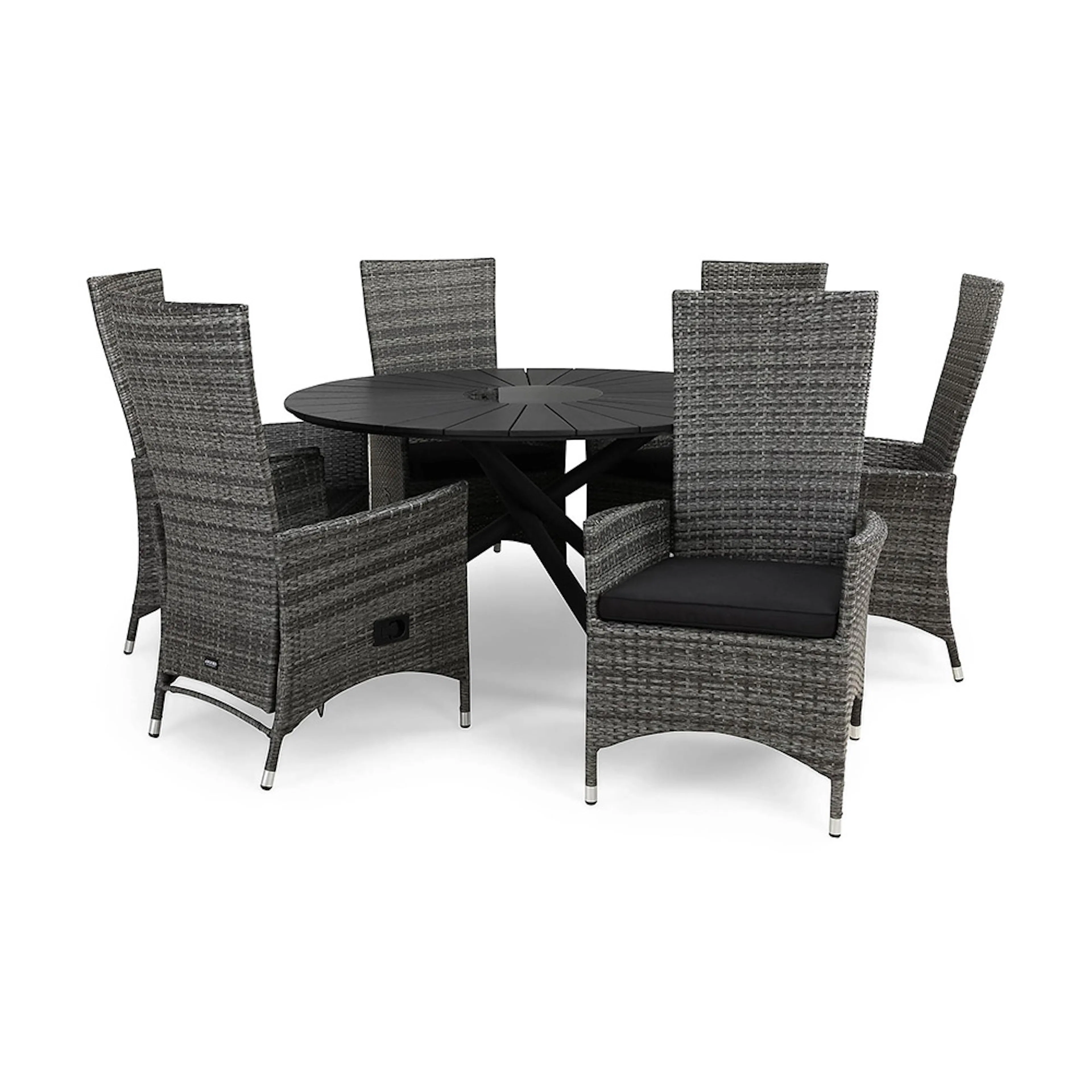 Matgrupp Comfort Garden Finnhamn 140 med 6 Ställbara Fåtöljer Jenny