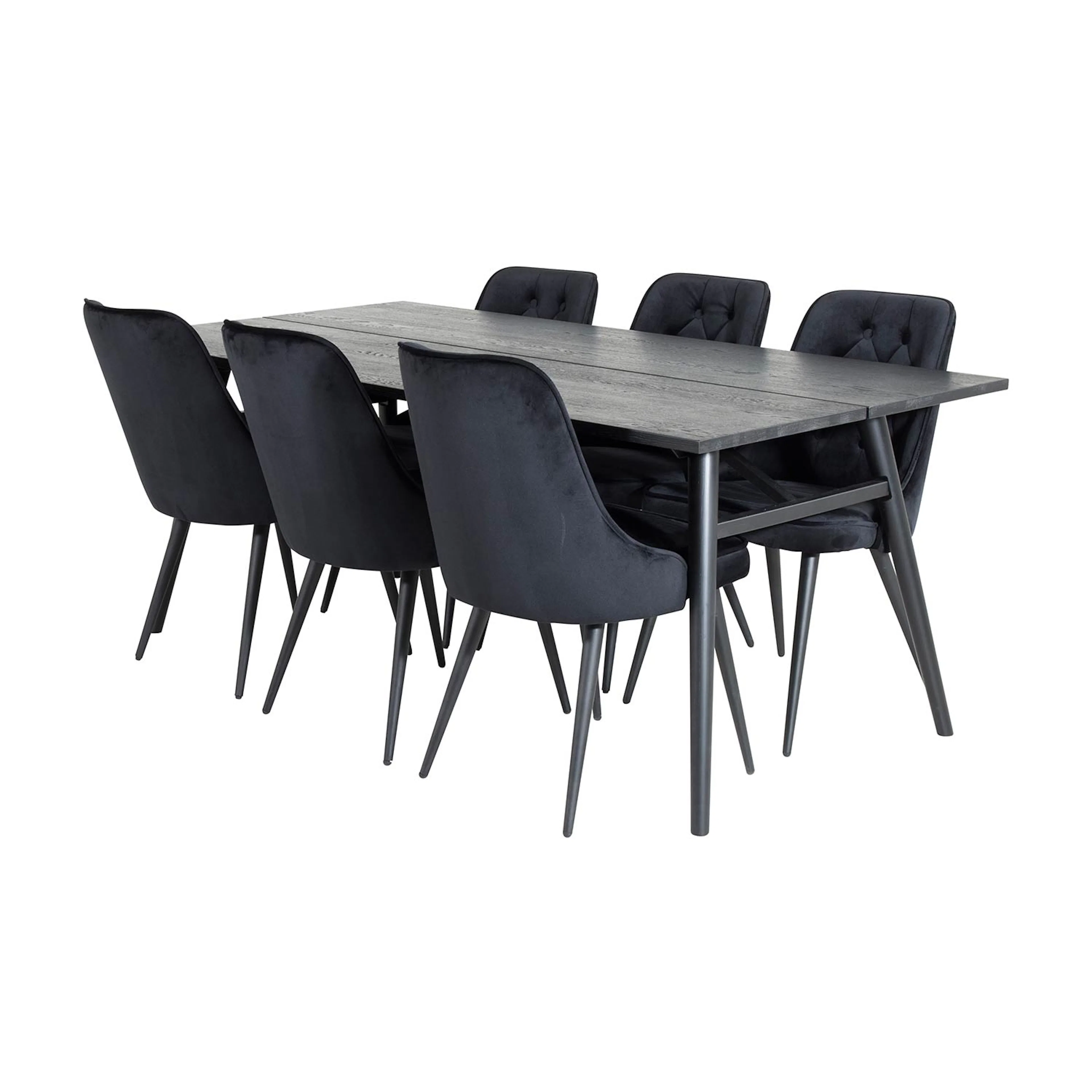 Sleek Extentiontable Black Brushed -Velvet Chair - Black Bla Svart